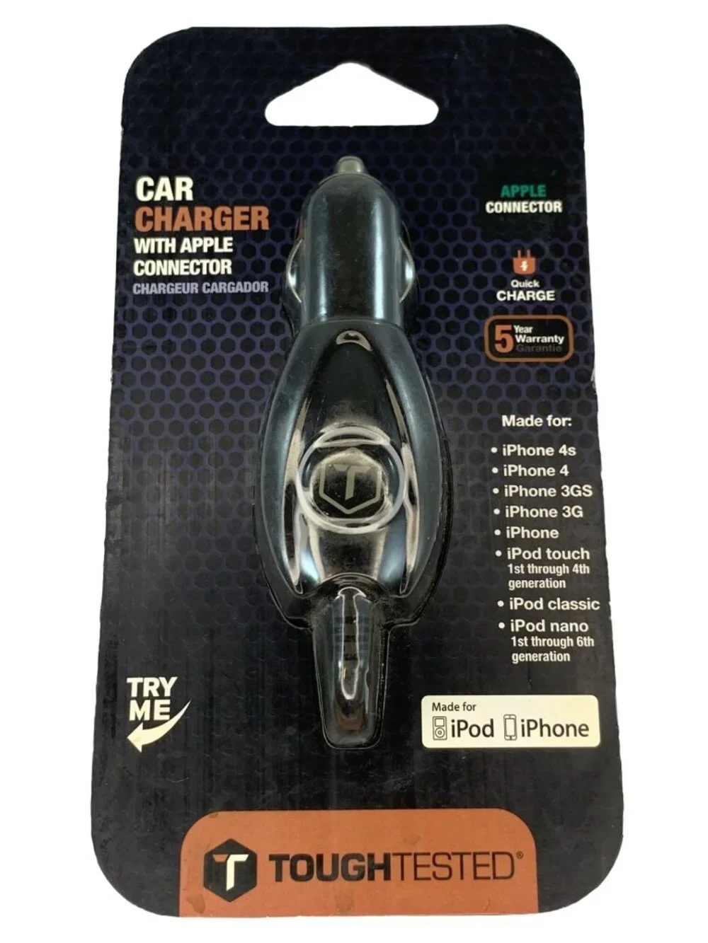 ToughTested Apple 30-pin Connector Car Charger Quick Charge NEW